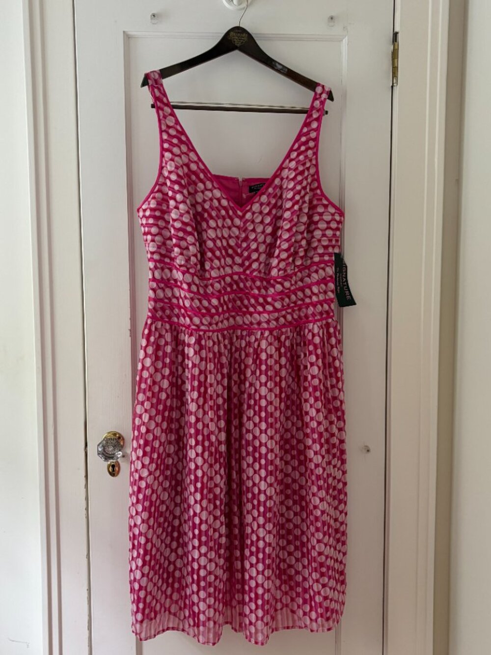 Signature by Robbie Bee pink and white polka dot dress Size 24 Lined - Picture 2 of 11